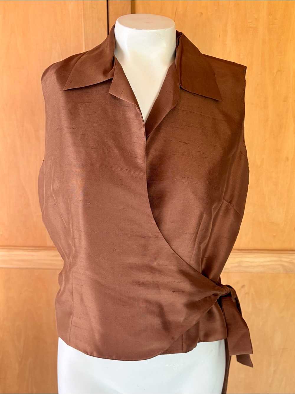 Ice Brown Sleeveless Wrap Top